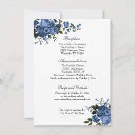 Elegant Classic Blue Ro Wedding Reception Inbjudningar
