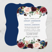 Elegant Classic Blue Watercolor Blommigt Bröllop