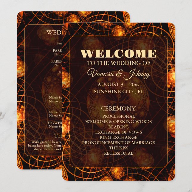 Elegant Classic Boho Modern Gold #901 Wedding Program (Fram/baksida)