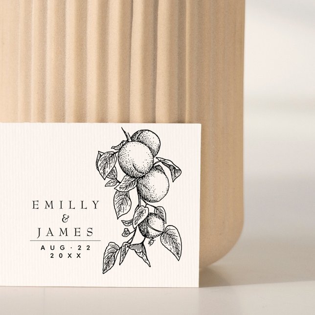 Elegant Classic Botanical Orange Bröllop Stämpel (Elegant Classic Botanical Orange Tree Wedding Rubber Stamp)
