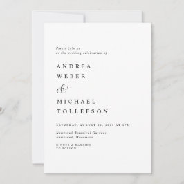 Elegant Classic Bröllop Black White Modern Inbjudningar