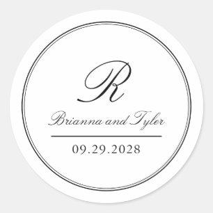 Elegant Classic Bröllop Monogram Classic Runt Klistermärke