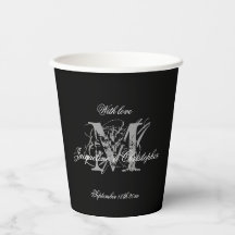 Elegant Classic Bröllop Monogram Namn Chic Black