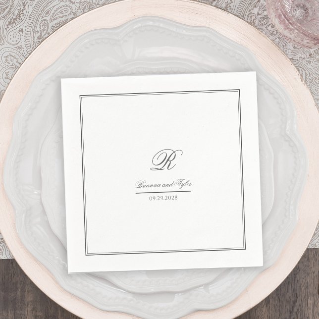 Elegant Classic Bröllop Monogram Napkins Pappersservett (Skapare uppladdad)