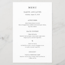 Elegant Classic Budget Wedding Menu Flygblad