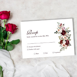 Elegant Classic Burgundy Ro Bröllop OSA Kort