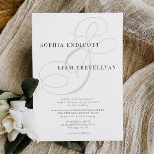 Elegant Classic Calligraphy Ampersand Bröllop Inbjudningar