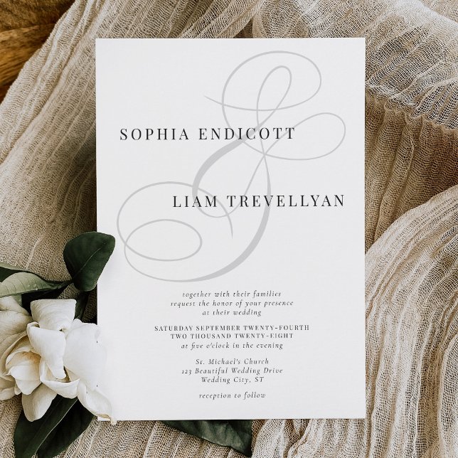 Elegant Classic Calligraphy Ampersand Bröllop Inbjudningar (Skapare uppladdad)