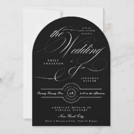 Elegant Classic Calligraphy Black Tie Bröllop Arch Inbjudningar