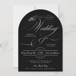Elegant Classic Calligraphy Black Tie Bröllop Arch Inbjudningar