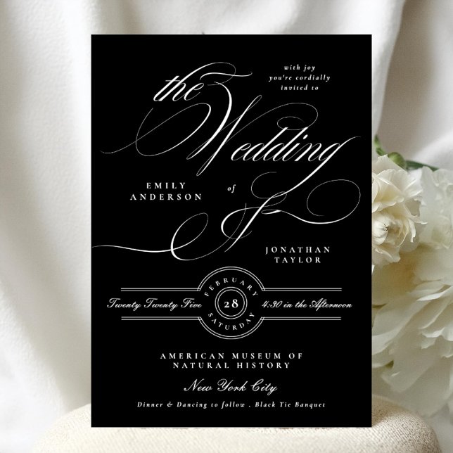 Elegant Classic Calligraphy | Black Tie Bröllop Inbjudningar (Skapare uppladdad)
