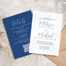 Elegant Classic Calligraphy Blommigt Dusty Blue OS Inbjudningar