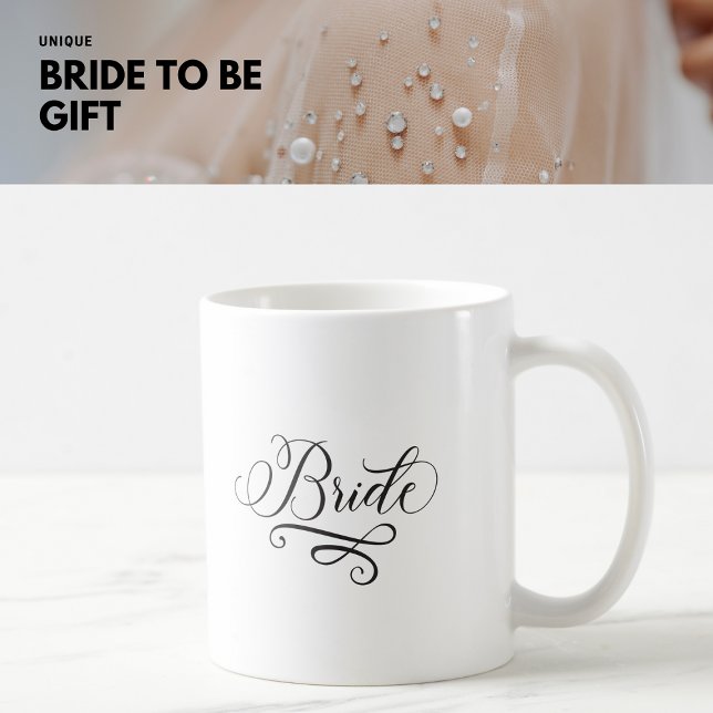 Elegant Classic Calligraphy Bride Black and White Kaffemugg (Skapare uppladdad)