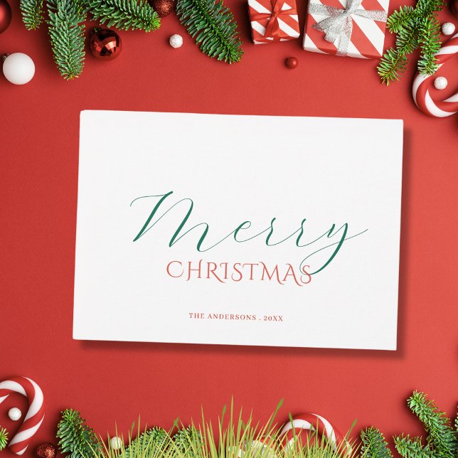 Elegant classic calligraphy script christmas Card Julkort (Skapare uppladdad)