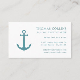 Elegant Classic Deep Aqua Nautical Anchor Logotyp Visitkort