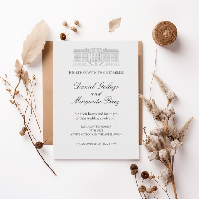 Elegant Classic Estate Illustration Wedding Invita Inbjudningar (Skapare uppladdad)