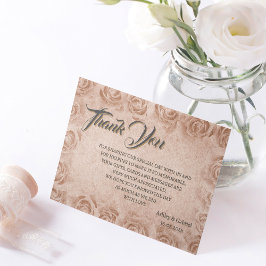 Elegant Classic Floral Rustic Wedding Thank You 3 Tack Kort
