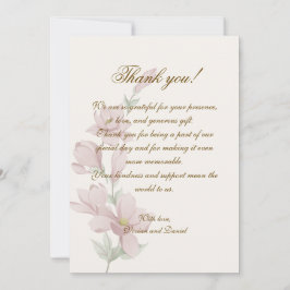 Elegant Classic Floral Wedding Thank You Card Tack Kort