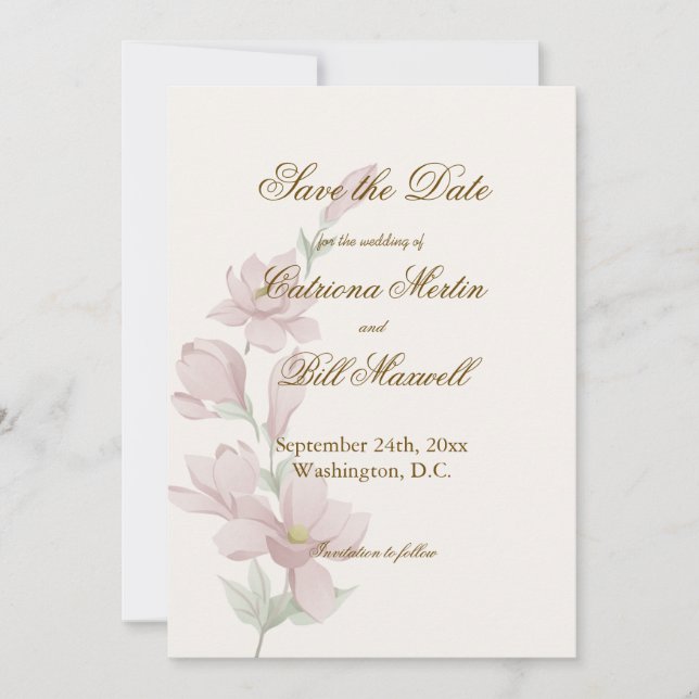 Elegant Classic Florals Save The Date Card Inbjudningar (Framsida)