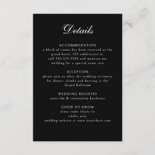 Elegant Classic Formal Black Calligraphy Bröllop Tilläggskort
