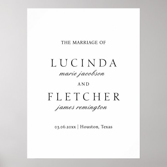 Elegant Classic Formal Minimal Bröllop Poster (Framsidan)