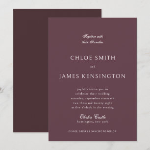 Elegant Classic Formal Mörk Mauve Bröllop Inbjudningar