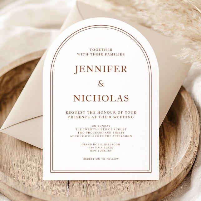 Elegant Classic Formal Terracotta Bröllop Inbjudningar (Elegant Classic Formal Terracotta Wedding Invitation)