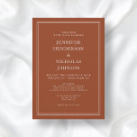 Elegant Classic Formal Terracotta Bröllop Inbjudningar<br><div class="desc">Anpassningsbar Elegant Classic Formal Terracotta Bröllopsinbjudan</div>