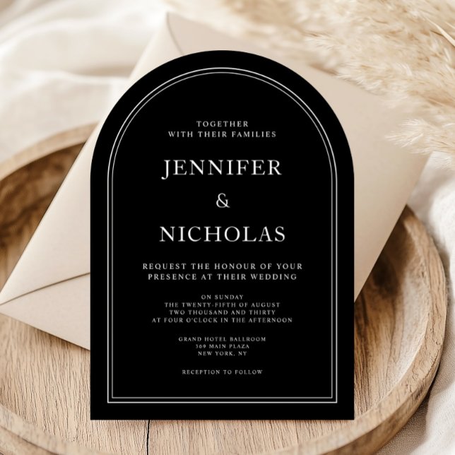 Elegant Classic Forme Black Bröllop Inbjudningar (Elegant Classic Formal Black Wedding Invitation)