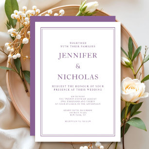 Elegant Classic Forme Fransk Lilac Bröllop Inbjudningar