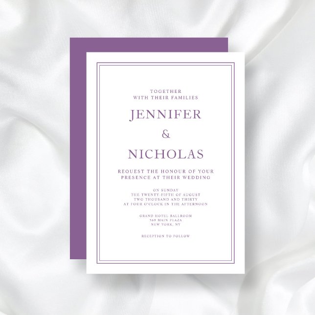 Elegant Classic Forme Fransk Lilac Bröllop Inbjudningar (Elegant Classic Formal French Lilac Wedding Invitation)