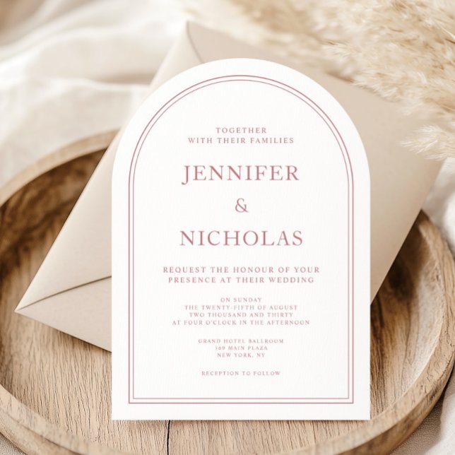 Elegant Classic Forme Rosa Bröllop Inbjudningar (Elegant Classic Formal Pink Wedding Invitation)