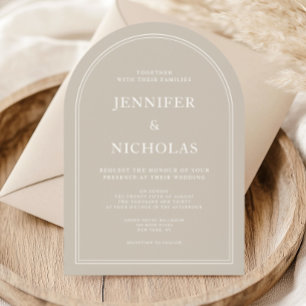Elegant Classic Forme Taupe Bröllop Inbjudningar