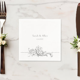 Elegant Classic Fransk Rococo-Blommigt Pappersservett