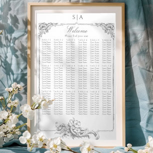 Elegant Classic Fransk Rococo-Blommigt Poster