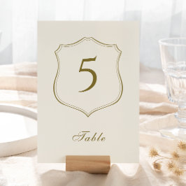 Elegant Classic Golden Vapensköld Monogram Bröllop Bordsnummer