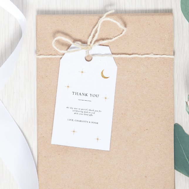 Elegant Classic Guld Måne Stars Bröllop Tack Presentetikett (Skapare uppladdad)