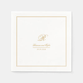 Elegant Classic Guld Monogram Bröllop Pappersservett