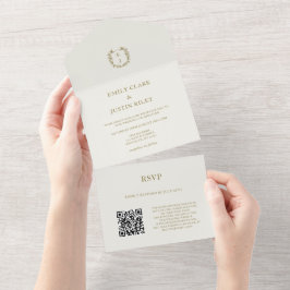 Elegant Classic Guld Monogram QR-kod Bröllop