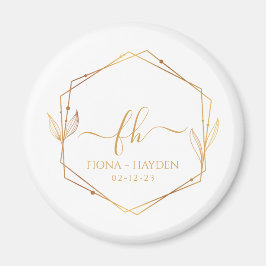 Elegant Classic Guld Monogrammed Initial Bröllop Magnet