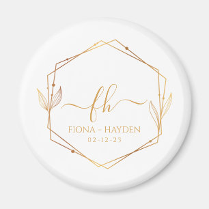Elegant Classic Guld Monogrammed Initial Bröllop Magnet