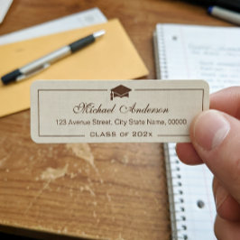 Elegant Classic Ivory Linen Studenten Student Returadress Etikett