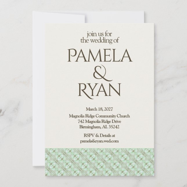 Elegant Classic Ivory Wedding Invitation Inbjudningar (Framsida)