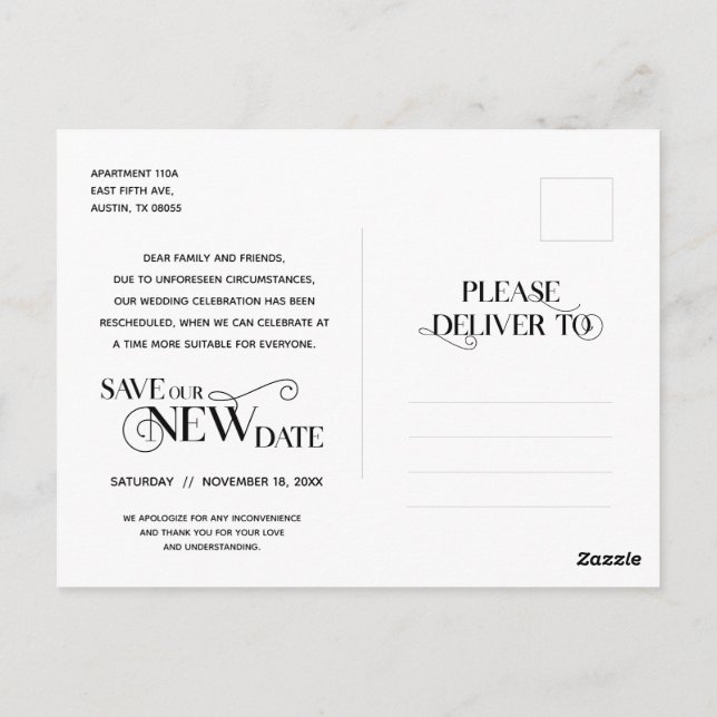 Elegant Classic, Kärlek är patient, uppskjutning Vykort (Baksida)