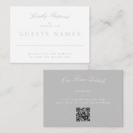 Elegant Classic Light Grått Bröllop QR CODE OSA Anteckningskort