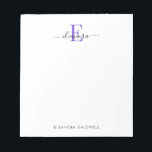 Elegant Classic Lila Monogram Anteckningsblock<br><div class="desc">Det här anteckningsblocket för personlig har en enkel elegant klassisk design för ditt personliga monogram eller företagsmonogram. Fullt i namn visas i elegant sans serif-typografi grund på anteckningskortet. Det är enkelt att ersätta exempeltexten med egen information om anpassningsmallen.</div>