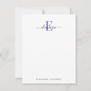 Elegant Classic Lila Monogram Anteckningskort