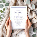 Elegant Classic Lila White Bröllop Inbjudningar<br><div class="desc">Elegant Classic Lila White Wedding Card. En elegant-mall för klassiskt lila- och vita bröllopsinbjudningskort som anpassar den med dina egna uppgifter om bröllop. En enkel men ändå ändå elegant-design för ett klassiskt bröllop firande av Maggie B Design Studio. Matchande bröllop-papper och tillbehör finns i vår Elegant Classic Lila Wedding Suite...</div>
