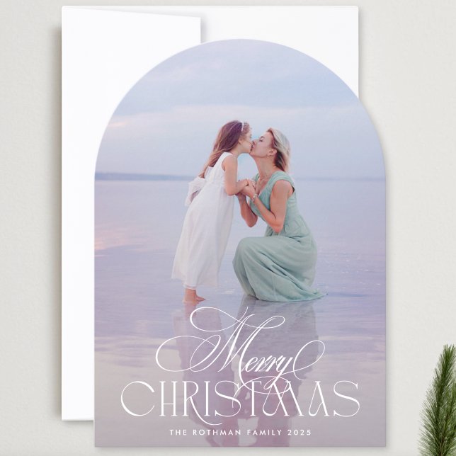 Elegant Classic MERRY Photo jul Arch Card Inbjudningar (Skapare uppladdad)