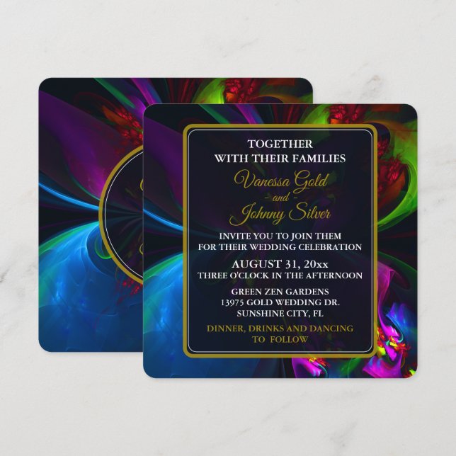 Elegant Classic Modern Floral Pattern #902 Wedding Inbjudningar (Fram/baksida)